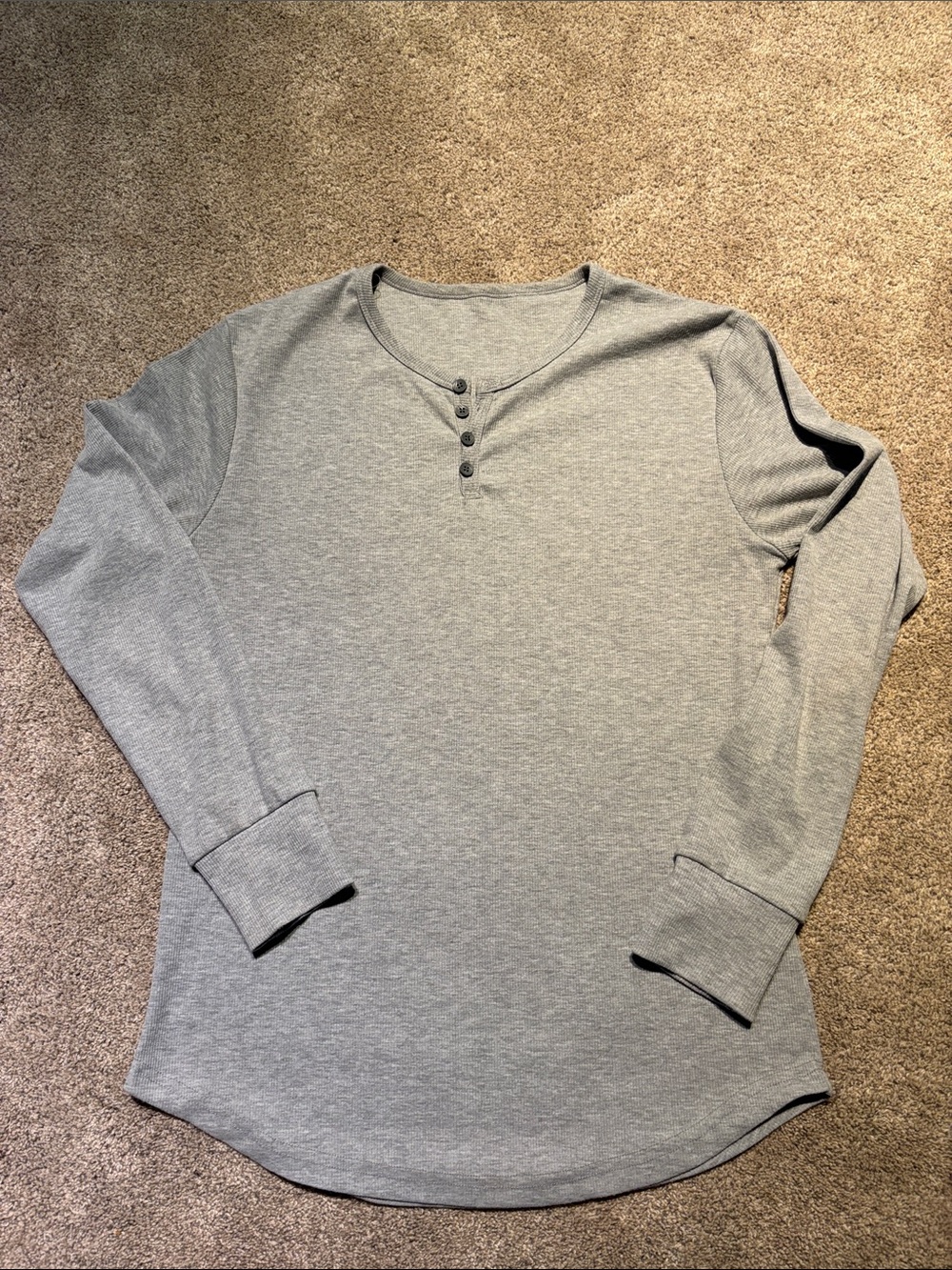 Amazon Men’s Grey Henley Thermal Shirt Size M